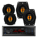 4 Alto-falantes 4 E 4x6 Pol Jb Flex Leson + Rádio Bluetooth