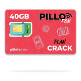 Pillofon Sim Recargable Crack 40gb + Redes 30 Días Chip