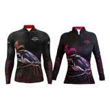 Camisa Camiseta De Pesca Kit Casal Igual Com 2/c Proteção Uv