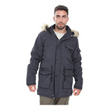 Campera Parka Hombre Invierno Forrada Gabardina Piel Capucha