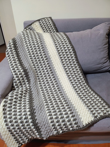 Manta Para Sillón Tejida Al Crochet 1.15 Mts Por 85 Cms