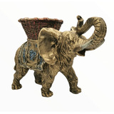 Elefante Con Canasta Dorado 23cm