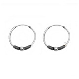 Aros Argolla Grande Bolita Bali Hoop Plata 925 Envejecida