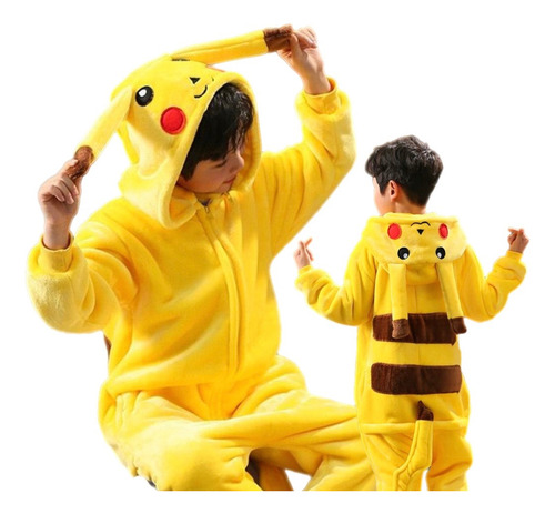 Pijama Macacão Kigurumi Pikachu Infantil De Frio Masculino