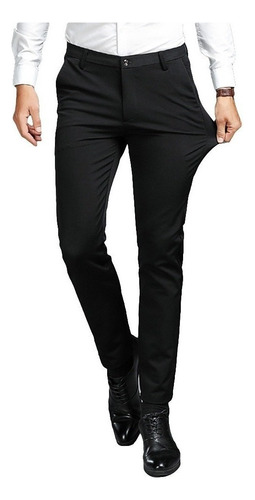 C Pantalones De Vestir Hombre Formal Slim Color Sólido