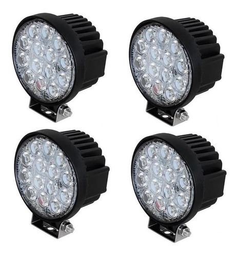 4 Faro Led 14 Auxiliar Redondo 42w Camión Tractor Agricola 