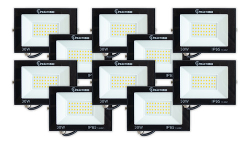 Pack X 10 Reflectores Led 30w Exterior Proyector