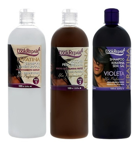 Keratina Alisado Look Repair (2 P) + Shampoo Violet 1000 Ml 