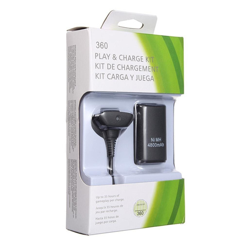 Kit Carga Y Juega Xbox 360 4.800mah Cargador 35 Horas Juego 