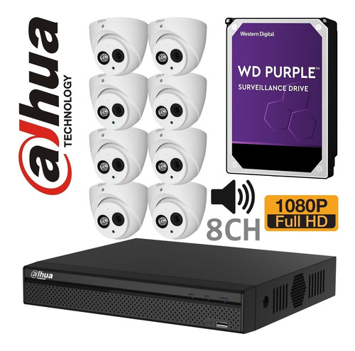 Kit Dvr 8 Dahua 1080p + 8cam C/audio + 1tb + Cables Martinez