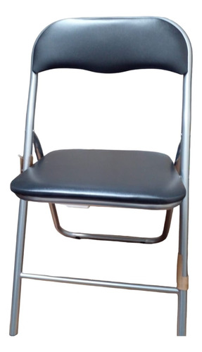 Silla Plegable De Metal Asiento Y Respaldo Acolchonado Negro