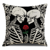 Qiqiany Funda De Almohada Decorativa De Calavera Para Parej.