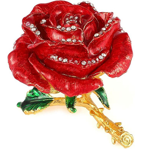 Qifu Mano Pintado Vintage Rose De La Joyería Con Bisagras Ca