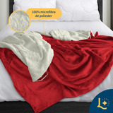  Super Suave Cobertor Queen Size De Borrega , Colores Color Rojo