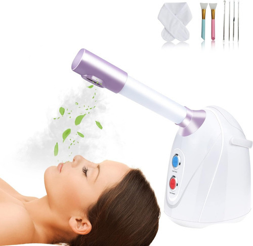 Googooms - Vaporizador Facial Nano, Con Kit De Spa Color Blanco Y Morado