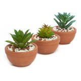 Vaso De Planta Artificial Decorativa Suculentas Kit C/3 Unid