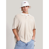 Polo Oversize Con Logo Beige Tommy Jeans