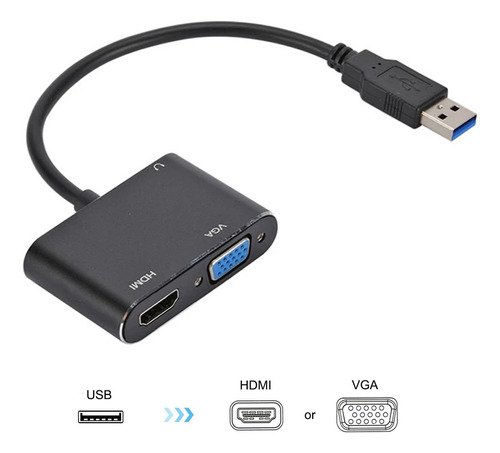 Adaptador Convertidor De Video Usb 2 En 1 Hdmi/hdtv Y Vga