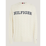 Suéter Blanco Oversize Trenzado De Hombre Tommy Hilfiger