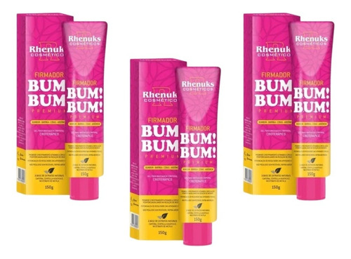 Kit Com 3 Gel Firmador Bumbum Premium - 150g - Rhenuks