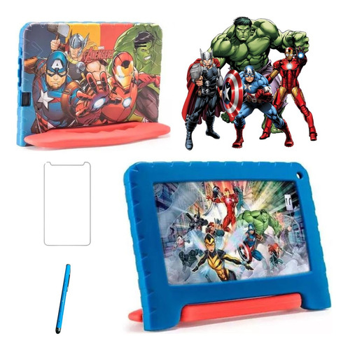 Tablet Infantil Avengers 64gb 4gb Ram Com Caneta E Película