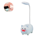 Lampara Escritorio Cerdito Infantil Posa Celular Usb Kawaii 