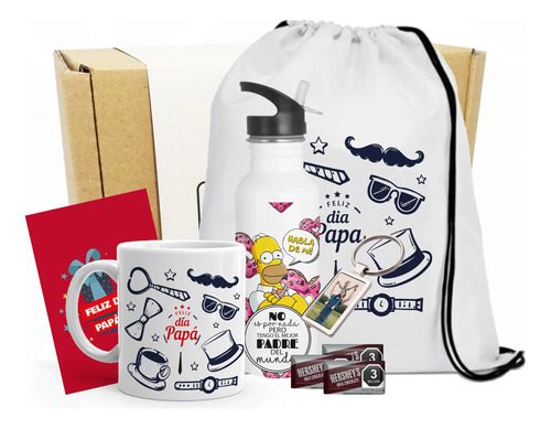 Kit Taza + Botella + Morral Personalizado Dia Del Padre