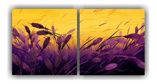 120x60cm Set 2 Canvas Colores Arroz Amarillo Y Morado Neo-no