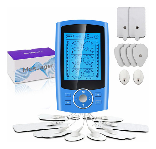 Electroestimulador Muscular Tens Recargable 24 Modos, 8 Pads