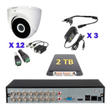 Kit Video Vigilancia 12 Cámaras Domo Dahua 2tb Baluns Dvr 16