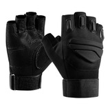 Guantes Tácticos Protección Negros Moto Bicicleta Medio Dedo