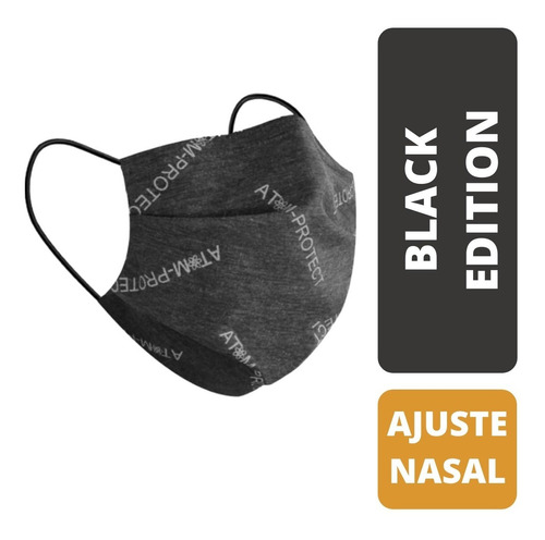 Barbijo Atom-protect Tapaboca Conicet  Negro Con Clip Nasal 