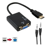 Cabo Conversor Hdmi P/ Vga Pc Xbox Monitor C/ Saída De Áudio