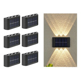 Pack De 6 Lámparas Led Foco Muro Solar Exterior Jardin