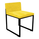 Cadeira De Jantar Recepção Lee Ferro Preto Corino Amarelo