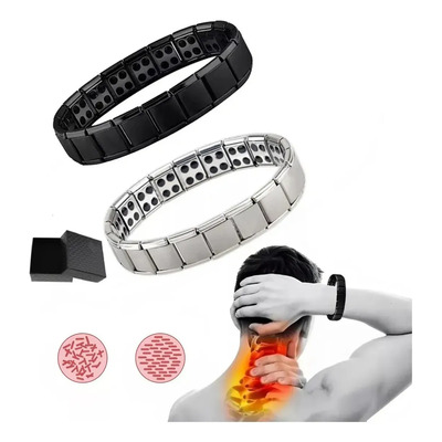 Solviora 2 Piezas Pulsera Terapéutica de Acero Titanio con Imán para la Pareja, Ayuda a Aliviar la Tensión Muscular, Mejorar el Sueño y Más, Ideal para Regalar a Padres, Amigos y Más. | Meses sin interés