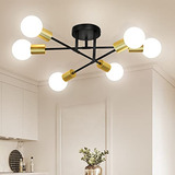 Candelabro Sputnik Moderno, 6-luces Ajustables, Oro,