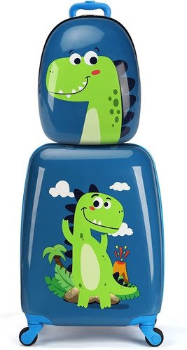 Set Maleta Mochila Dinosaurio Kit Viaje Equipaje Niños Emiss