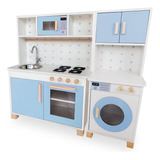 Kit Cozinha Infantil E Máquina De Lavar Infantil Azul Claro