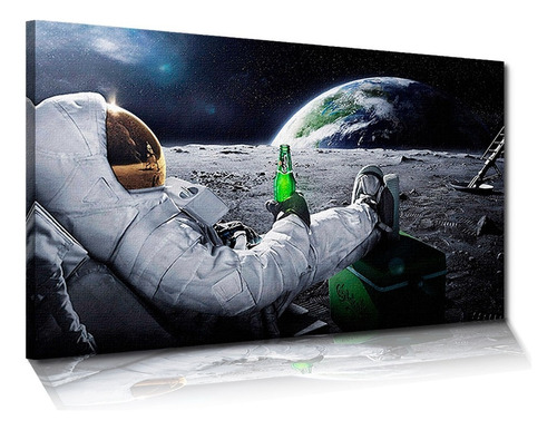 Cuadro Astronauta Cerveza Para Recamara, Sala Oficina Grande