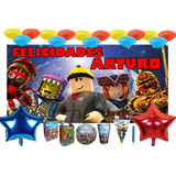 Fiesta Roblox 10 Niños Vaso Plato Caja Lona Roblox