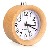 Navaris Reloj Despertador Analógico De Madera - Reloj Redond