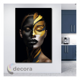 Cuadro Mujer Dorado Negro Elegante Artistica B7 60x40