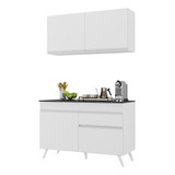 Armário De Cozinha Compacta 120cm Veneza Multimóveis V3687 Cor Branco