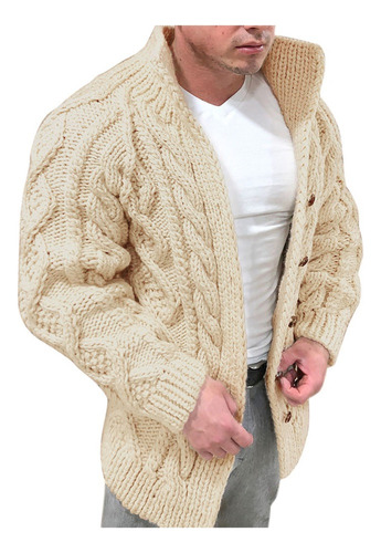 8 Sueter Hombre I Warm Cardigan Ab58 Punto Lana Color P .