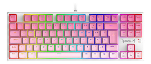 Teclado Gamer Redragon Daksa Branco E Rosa Rgb Switch Marrom