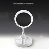 Espejo De Maquillaje Luz Led Doble Cara Ajustable Plegable Color Del Marco Blanco - Kimhi