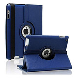 Funda iPad 2,3,4 Soporte Giratorio 360 Grados/ Azul Marino