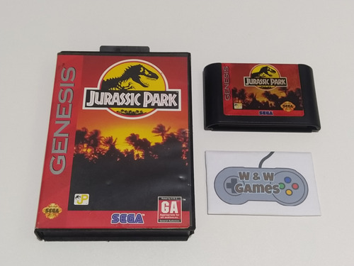 Mega Drive - Jurassic Park - Caixa E Cartucho Originais