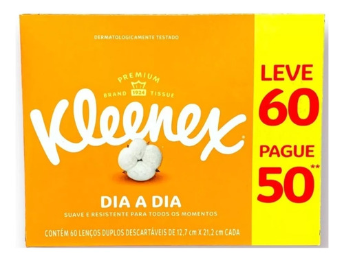 Toalha De Papel Kleenex Descartável Lenço Macio 60 Un